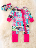 🎍Bamboo Hot Pink and Turquoise Baby Matching Headband