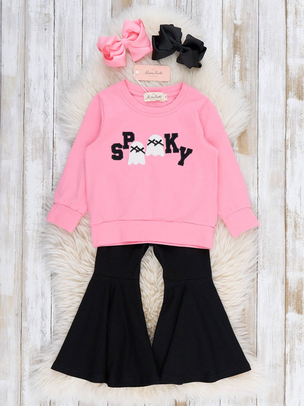Spooky Boo Embroidered Bell Bottom Outfit
