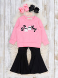 Spooky Boo Embroidered Bell Bottom Outfit