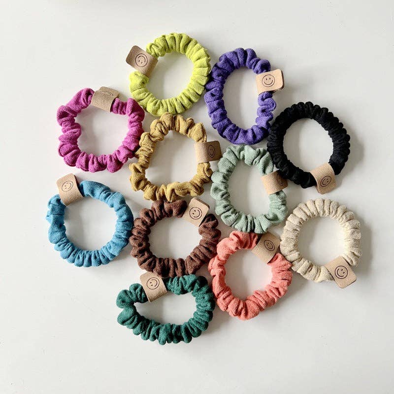 Smiley Face Kids Hair Ties Plush Velvet Scrunchies