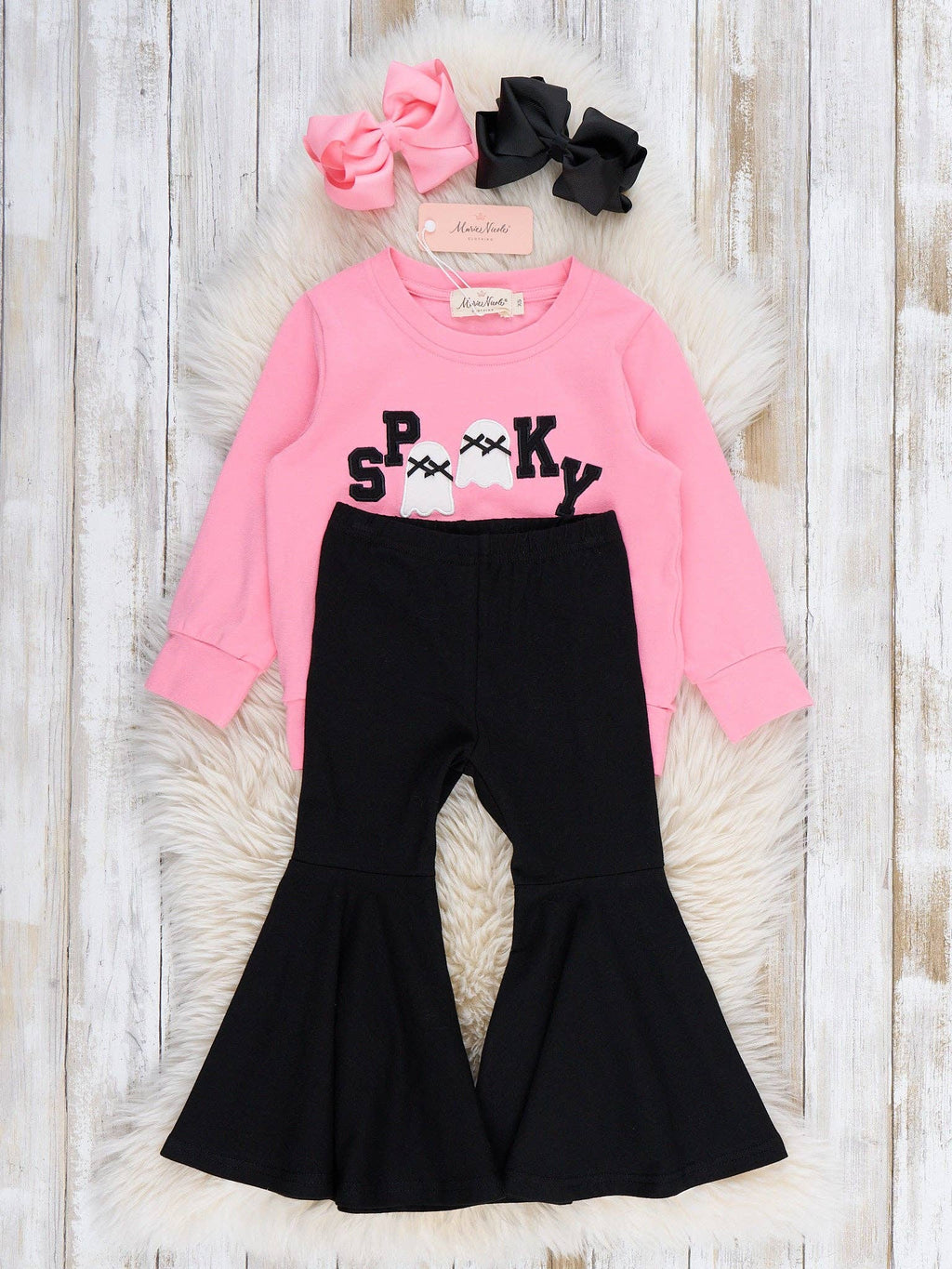 Spooky Boo Embroidered Bell Bottom Outfit
