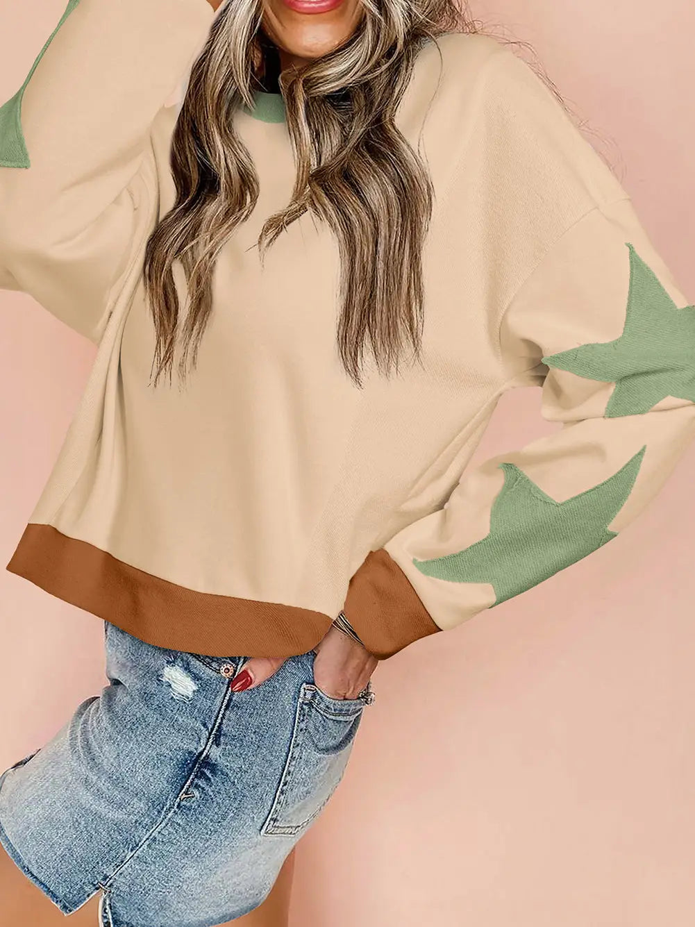 Star Sleeve Colorblock Sweatshirt ✨⭐