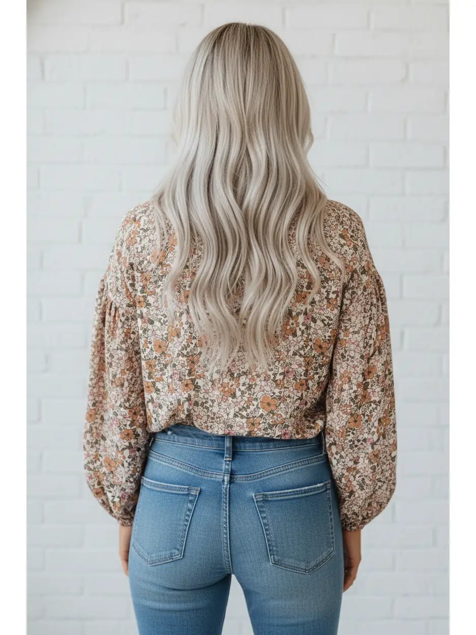 Floral Boho Long Puff Sleeve