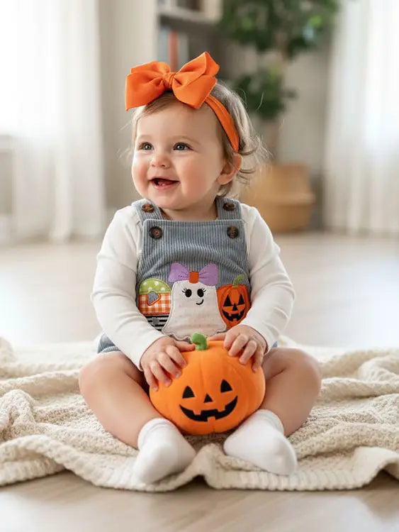 Halloween Embroidery Corduroy Baby Boutique Romper