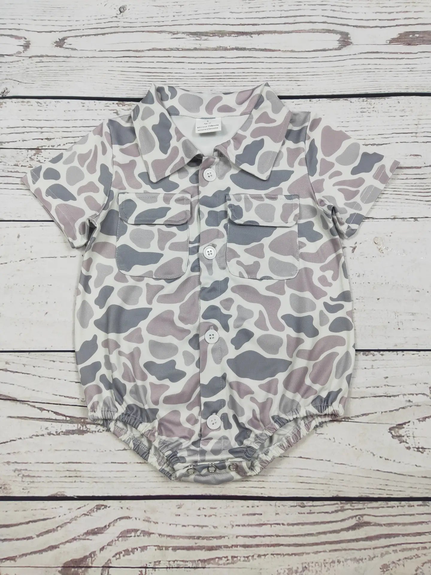 Camouflage Printed Baby Boy Bubble with Pocket