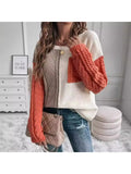 Casual Patchwork Pocket Pullover Sweater