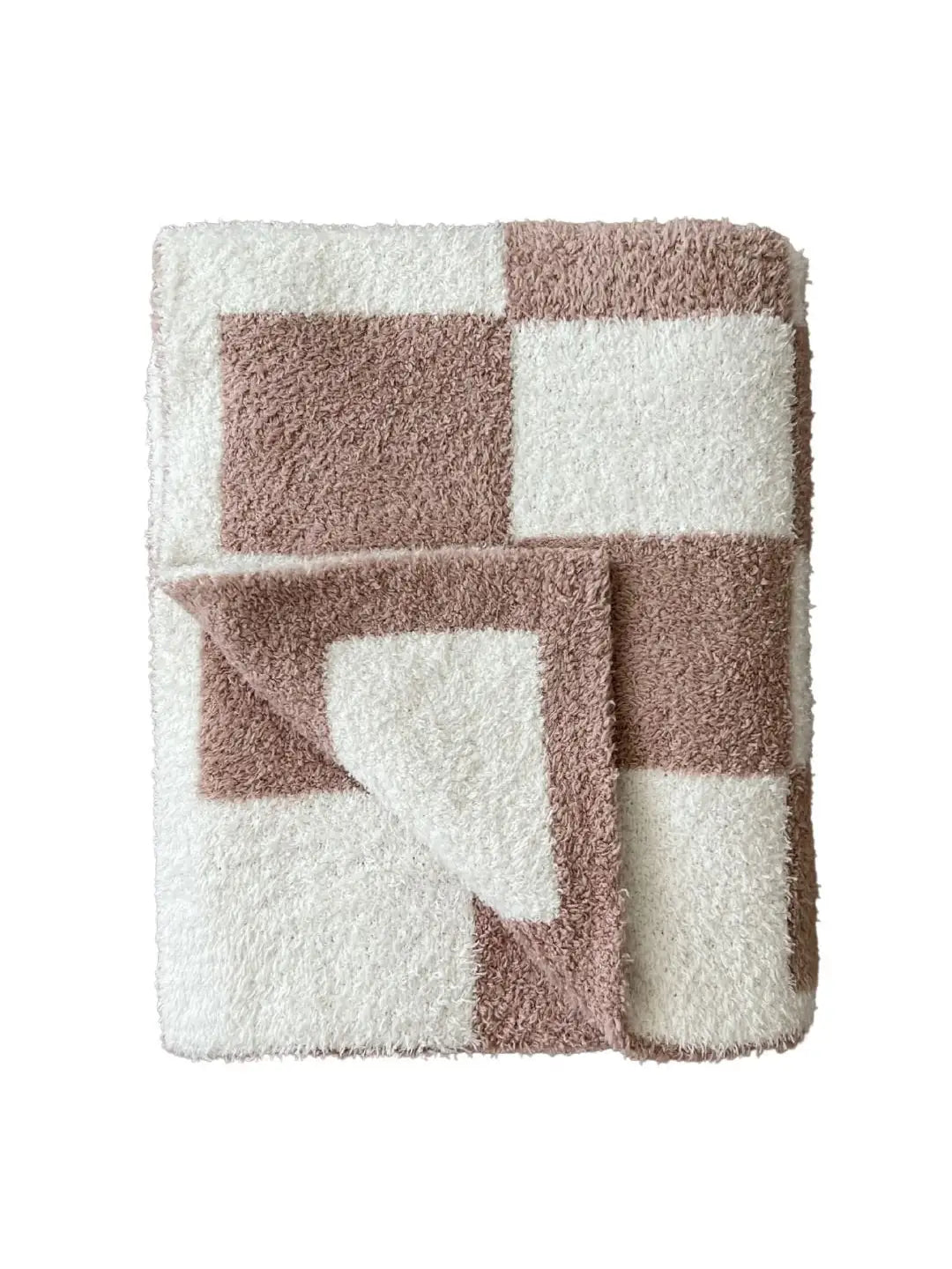 Checkered Plush Baby Blanket | Latte