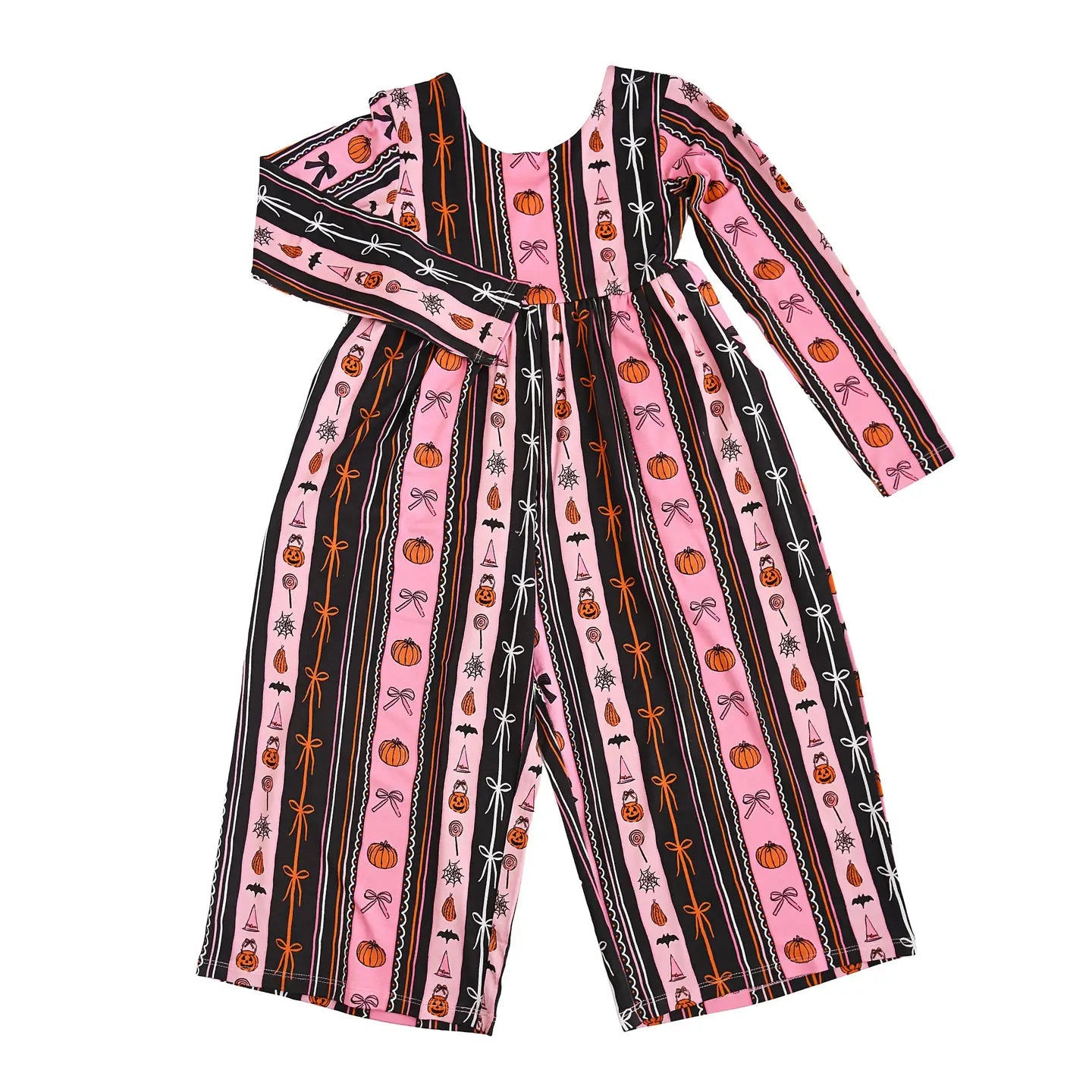 Lydia Wide Leg Romper Bamboo Halloween Pumpkins Kids Outfit