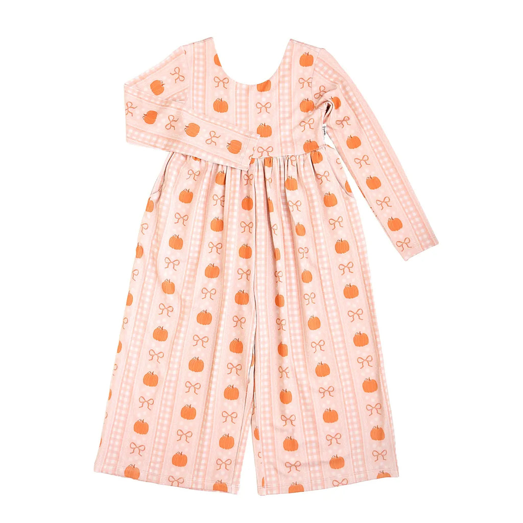 Reagan Wide Leg Romper Bamboo Pumpkin Kids Outfit