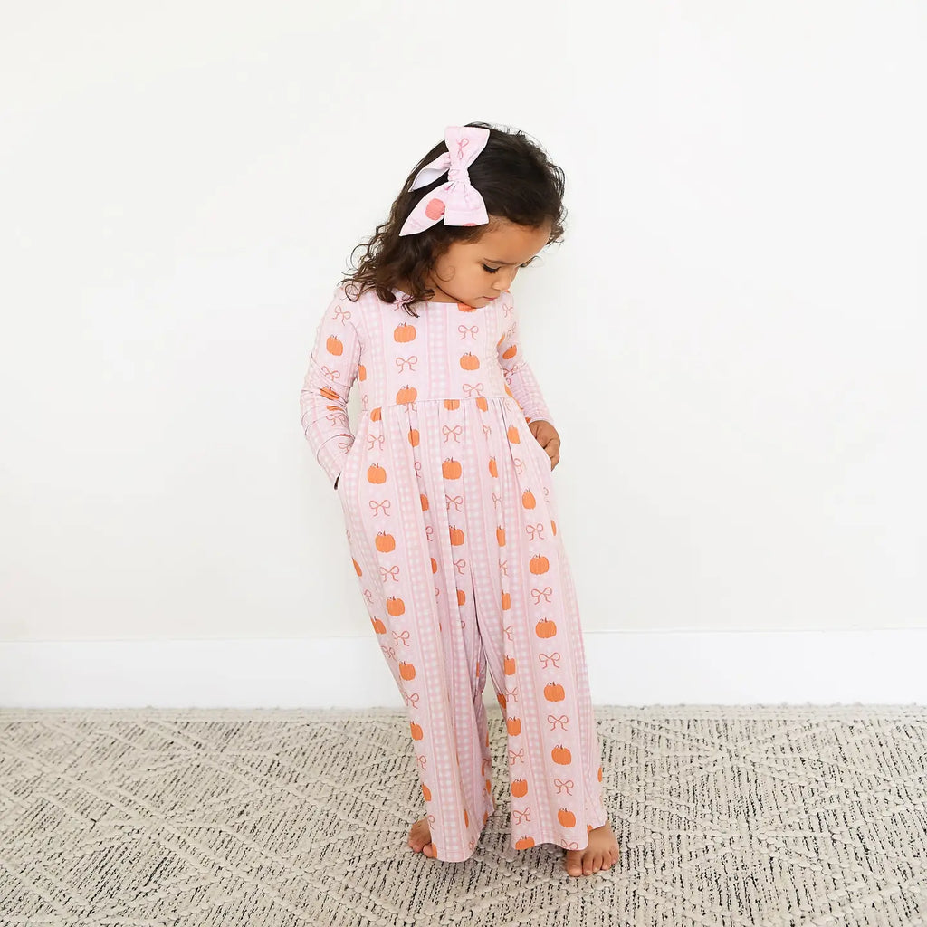 Reagan Wide Leg Romper Bamboo Pumpkin Kids Outfit