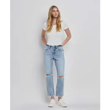 FLYING MONKEY High Rise Distressed Crop Straight Jeans F5689