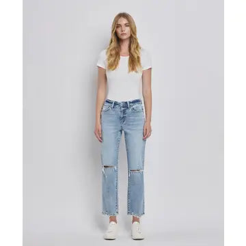 FLYING MONKEY High Rise Distressed Crop Straight Jeans F5689