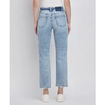 FLYING MONKEY High Rise Distressed Crop Straight Jeans F5689