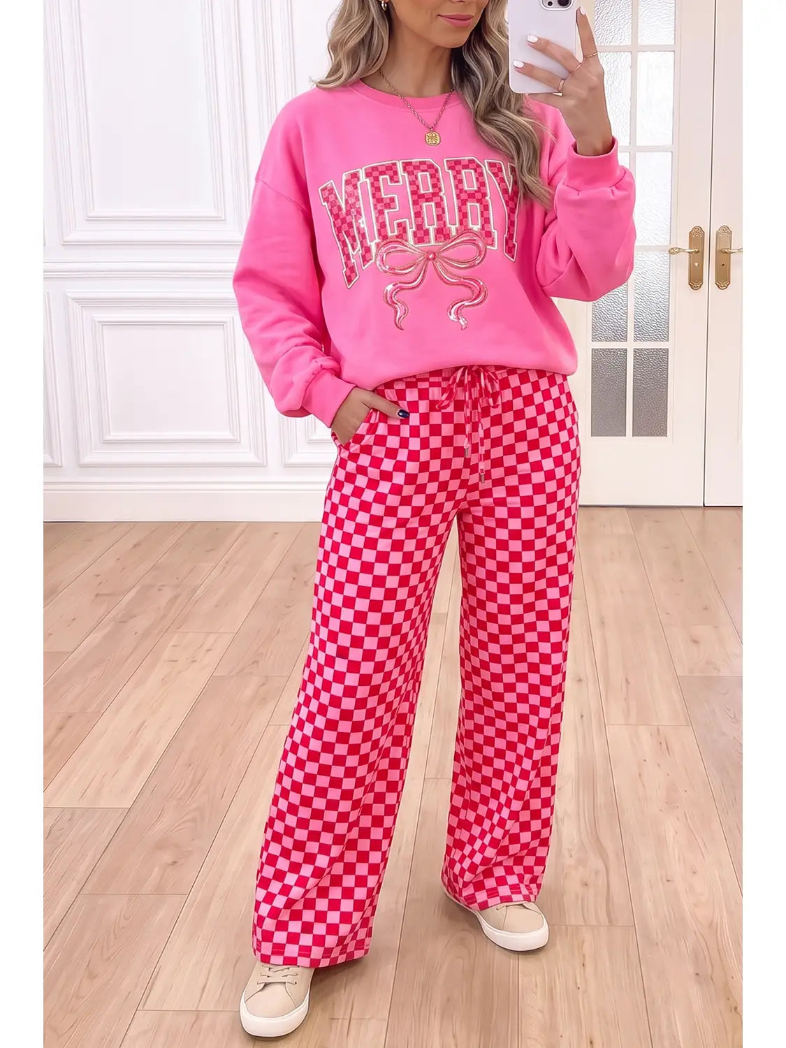 Merry graphic plaid christmas lounge set